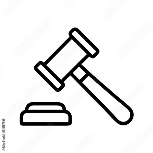 Law gavel resting on sound block in minimalist line art style  
