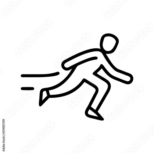 Simple line drawing of a person running swiftly in motion  