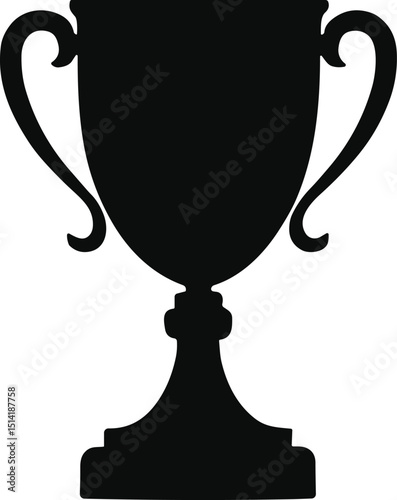 Silhouette of a trophy cup icon, isolated on transparent background. Perfect for sports, awards, victory, competition, achievement, or success-themed vector designs.