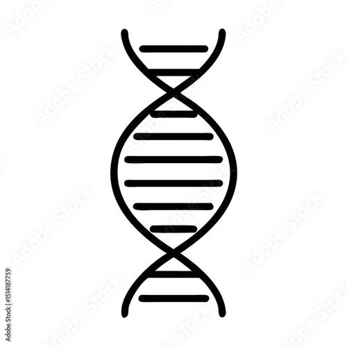 DNA strand illustration in simple line art style on white background   photo