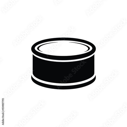 Black minimalist closed food can icon on transparent background, simple design