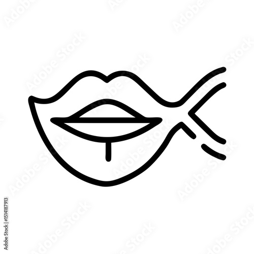 Abstract line art of lips combined with fish illustration  