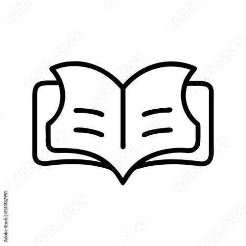 Open book icon in minimalist line art style  