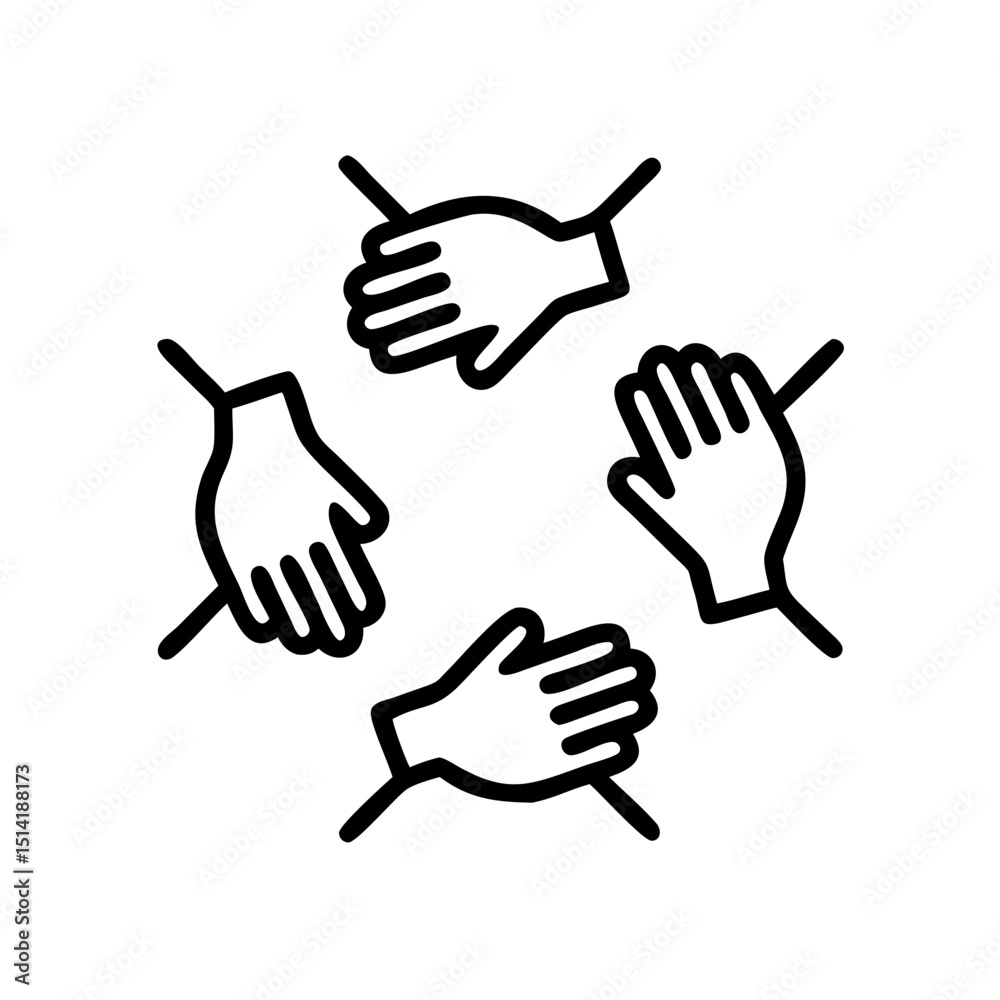 Obraz premium Collaborative hands joining together in a circle symbolizing teamwork 