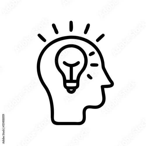 Light bulb symbolizing ideas inside a human head silhouette  