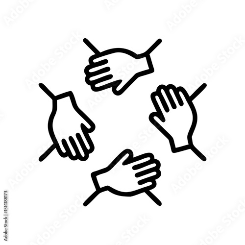 Collaborative hands joining together in a circle symbolizing teamwork  