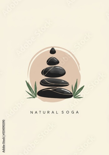 Pixel Illustration Stone Stack Balance Zen Yoga Wellness Nature Spa
