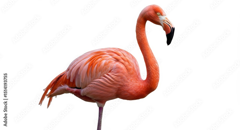 Fototapeta premium Realistic Image of Graceful Pink Flamingo Bird Wildlife Exotic Animal