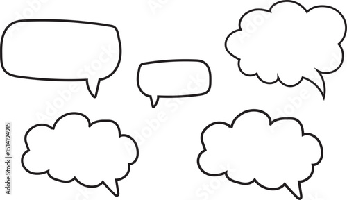 HandDrawn Speech Bubbles Cartoonish Dialogue Balloons with Unique Shapes and Designs for Projects
