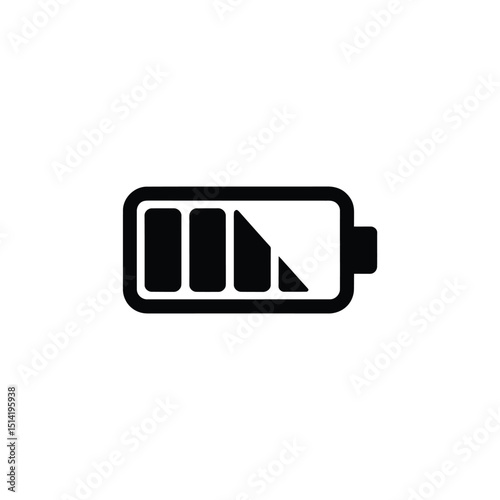 Black Simple Style Battery Low Indicator Icon Isolated on Transparent Background