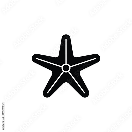 Black Starfish Icon on Transparent Background, Marine Life Silhouette, Simple Design