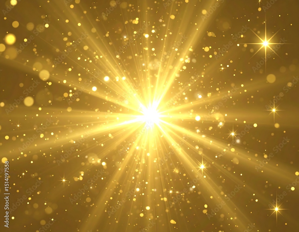 Obraz premium Golden radiating light burst