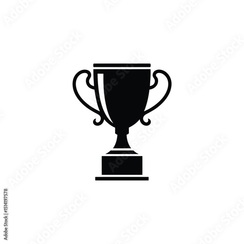 Black Trophy Cup Icon on Transparent Background Design Element for Competitions
