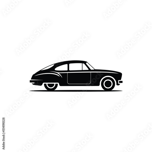 Classic Car Silhouette Icon, Transportation Element on Transparent Background Design