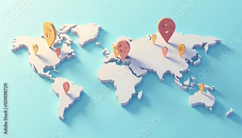 World Map with Location Pin