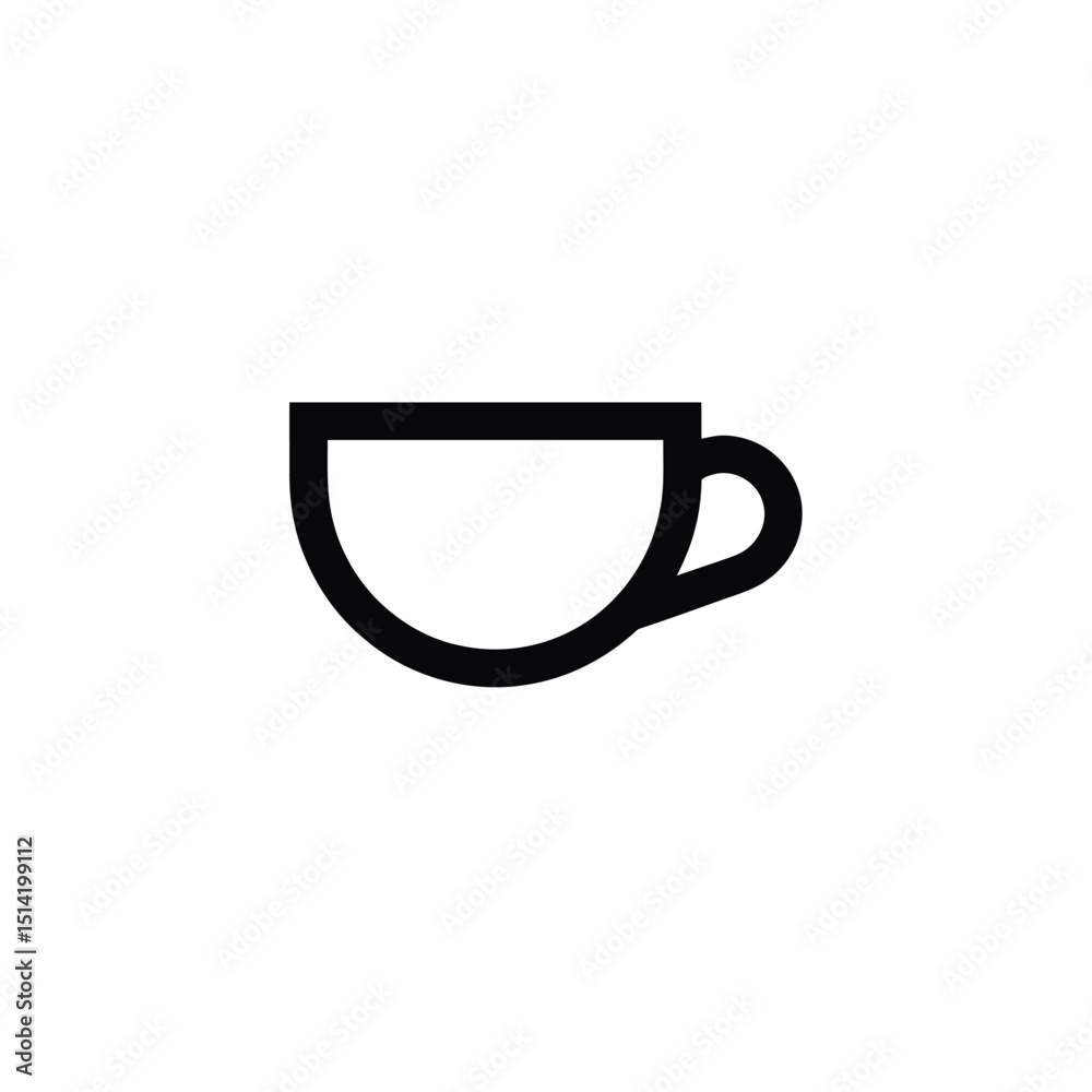 Coffee Cup Icon with Black Outline Isolated on a Clean Transparent Background Coffee Cup Icon with Black Outline Isolated on a Clean Transparent Background