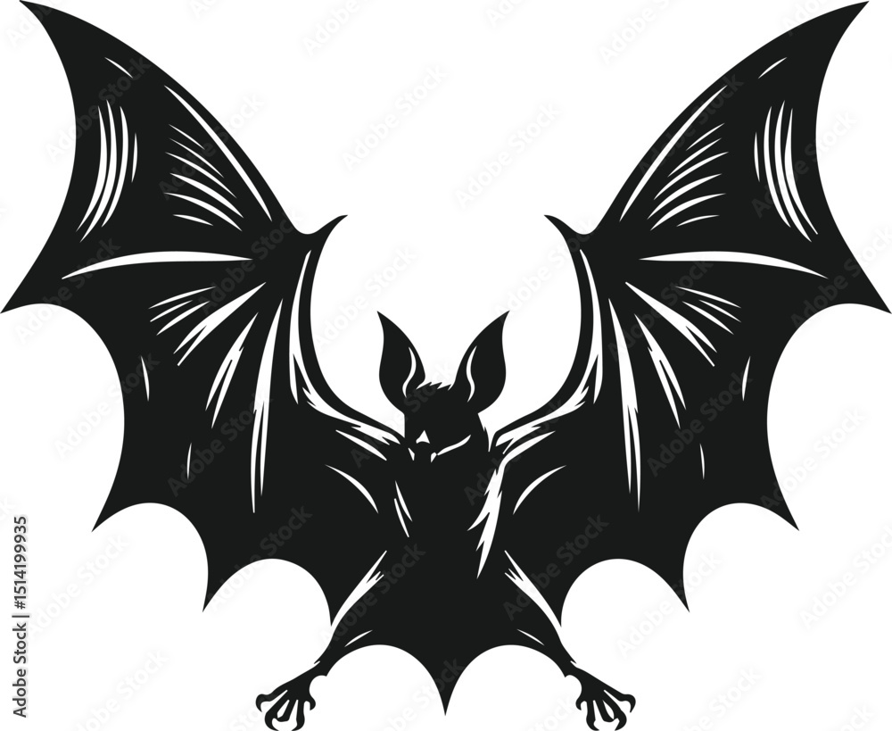 Obraz premium Black silhouette of a bat animal vector