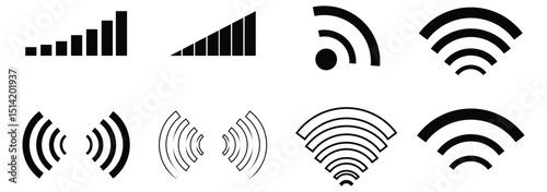 Wi-Fi signal icon, simple black flat wi-fi wireless internet symbol, mobile phone wi-fi network sign, wi-fi vector icon.
