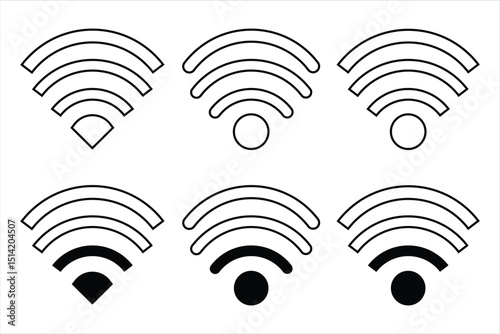 Wi-Fi signal icon, simple black flat wi-fi wireless internet symbol, mobile phone wi-fi network sign, wi-fi vector icon.