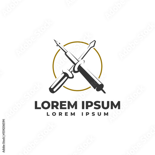 Soldering Iron Service Tool Logo Vector Icon Illustration