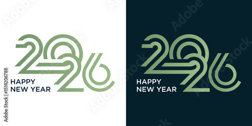 happy new year 2026 logo on black background, for poster, calendar
