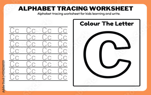 Writing practice of letters C. Coloring and tracing book. Education for children illustration