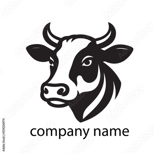 Stylized black-and-white cow head logo with clean lines and bold design.