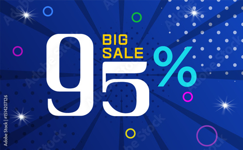 Promotion 95% off sale sale, special sale, big sale dark blue background sale with white text