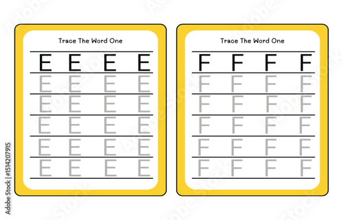 trace uppercase abc alphabet worksheet for kids English vocabulary. Handwriting tracing practice illustration