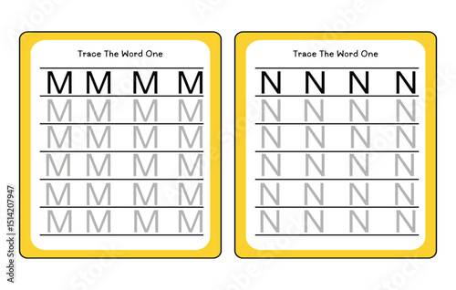 trace uppercase abc alphabet worksheet for kids English vocabulary. Handwriting tracing practice illustration
