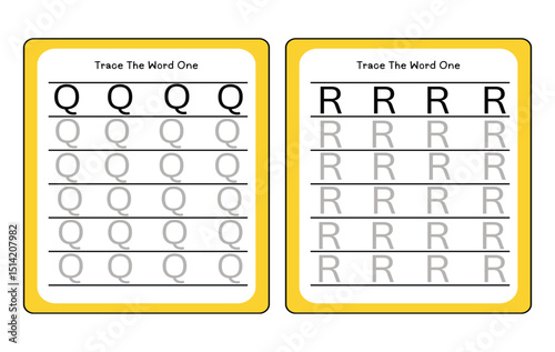 trace uppercase abc alphabet worksheet for kids English vocabulary. Handwriting tracing practice illustration