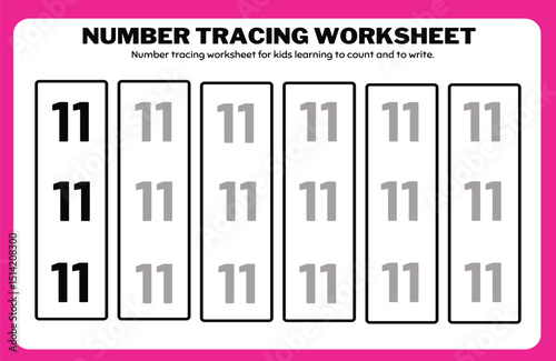 Number tracing practice worksheet with Worksheet for learning numbers. Number training writes and counts numbers. Exercises handwriting practice	