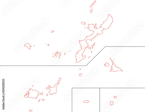 沖縄県　地図　白　斑点　イラスト