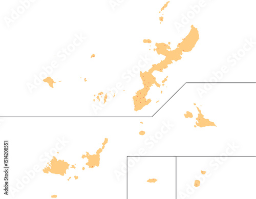 沖縄県　地図　オレンジ　斑点　イラスト