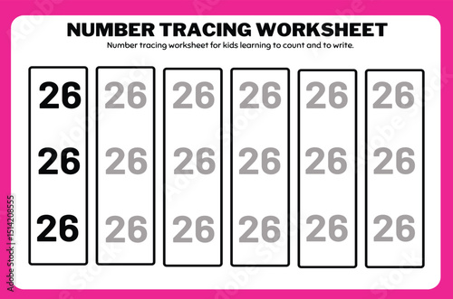 Number tracing practice worksheet with Worksheet for learning numbers. Number training writes and counts numbers. Exercises handwriting practice	