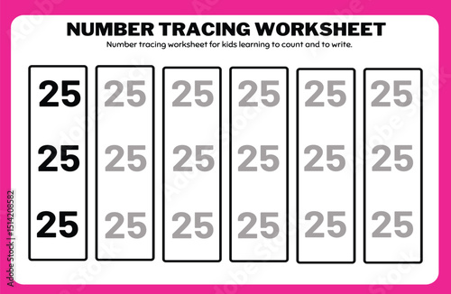 Number tracing practice worksheet with Worksheet for learning numbers. Number training writes and counts numbers. Exercises handwriting practice	