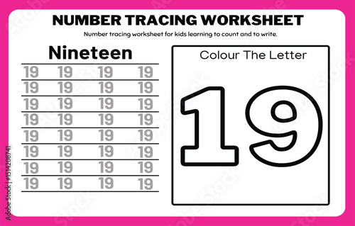 Number tracing practice worksheet with Worksheet for learning numbers. Number training writes and counts numbers. Exercises handwriting practice	