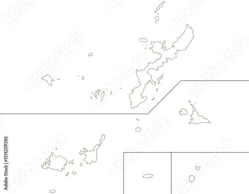 沖縄県　地図　白　イラスト