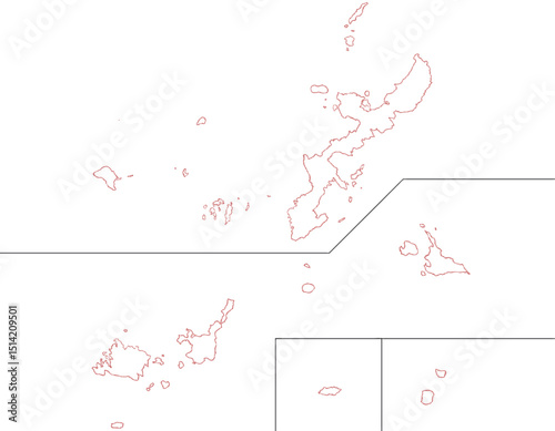 沖縄県　地図　白　イラスト