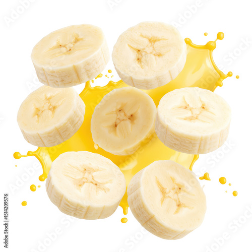 Floating Banana Slices PNG or Transparent Background