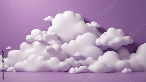 White clouds in the purple sky