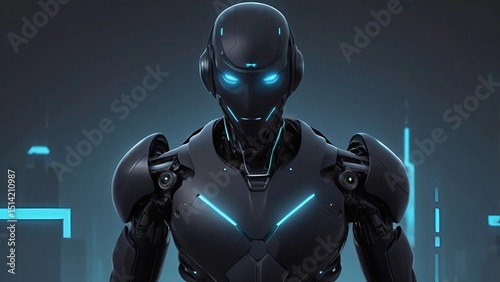Blue screen robot cyborg