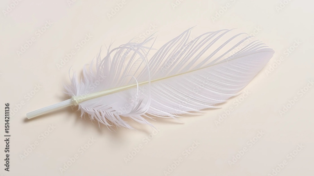 Obraz premium White feather on white background