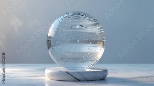 Gass of water on blue background