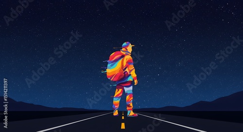 an abstract representation of road tripper on starry night background