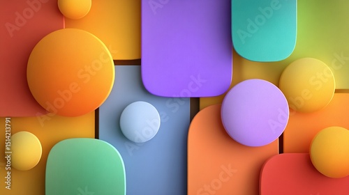 Vibrant geometric shapes in a colorful composition