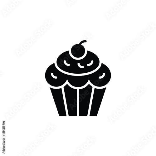 Cupcake Icon Vector, Sweet Pastry Design, Isolated on Transparent Background