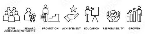 Banner Vector illustration concept of employee motivation, success, achieving career goals