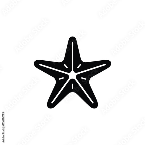 Five Pointed Starfish Shape Silhouette with Rounded Edges on Transparent Background
