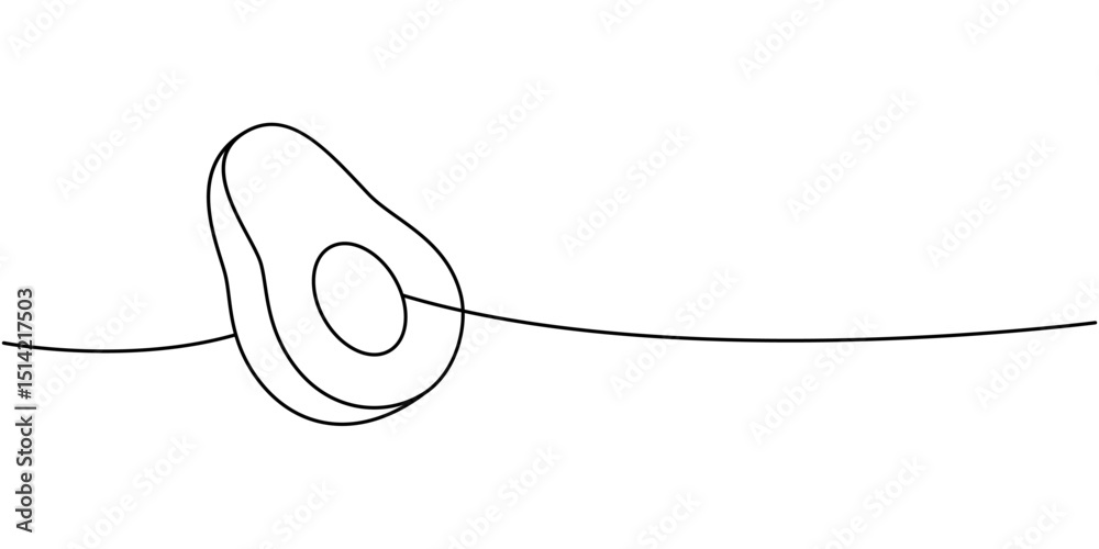 Obraz premium Avocado one line continuous drawing. Fresh organic vegetable. Vector illustration